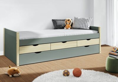 Lit Gigogne 90x190cm Vert Kaki/Naturel Valka Chambres Enfant Votre Magasin de Meuble et Électroménager à La Réunion ! 3 Lit Gigogne 90x190cm Vert Kaki/Naturel Valka