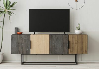 Meuble TV 4 Portes 140cm (Collection Titan Chêne/Marron/Noyer) Meubles Votre Magasin de Meuble et Électroménager à La Réunion ! 2 Meuble TV 4 Portes 140cm (Collection Titan Chêne/Marron/Noyer)