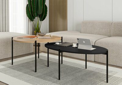 Table de Salon Gigogne Ronde et Ovale Odelia