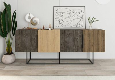 Buffet Bas 2 Portes 2 Tiroirs (Collection Titan Chêne) Meubles Votre Magasin de Meuble et Électroménager à La Réunion ! 4 Buffet Bas 4 Portes (Collection Titan Marron/Chêne/Noyer)