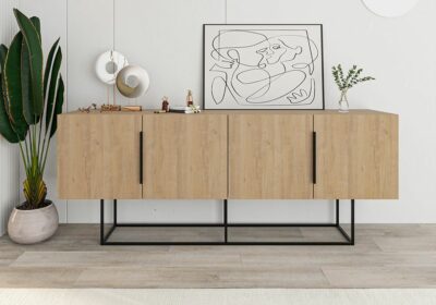 Meuble TV 4 Portes Hinoa Meubles Votre Magasin de Meuble et Électroménager à La Réunion ! 4 Buffet Bas 4 Portes (Collection Titan)