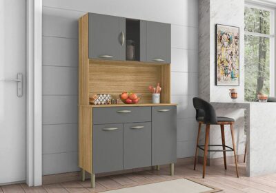 Buffet de Cuisine 6 Portes Gris Pan