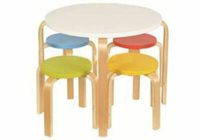 Ensemble Enfant Table Ronde + 4 Chaises Couleurs