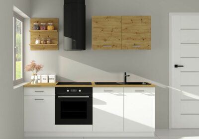 Ensemble de Cuisine Gris Graphite Prego 270cm Ensembles Cuisine Votre Magasin de Meuble et Électroménager à La Réunion ! 5 Ensemble de Cuisine Blanc/Chêne Artisan Prego 210cm