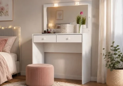 Coiffeuse 2 Tiroirs avec LED Armoires, Commodes & Chevets Votre Magasin de Meuble et Électroménager à La Réunion !