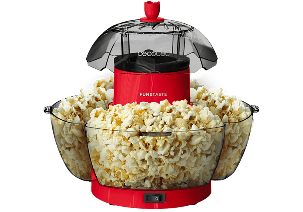 Machine à Popcorn Cecotec Fun&Taste - 1200W, Sans Huile, 4 Récipients 4.5L - Prêt En 2 Min