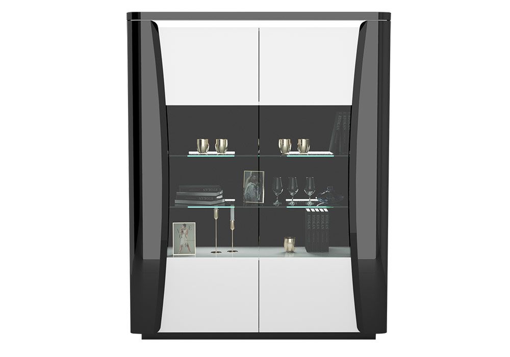 Vitrine 2 Portes Noir et Blanc Tiago • Mobilier contemporain Kit-M