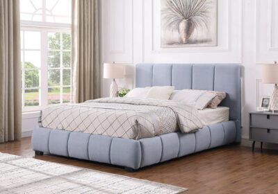 Lit en Tissus 160x200cm Gris Clair Sophie Chambres à Coucher Votre Magasin de Meuble et Électroménager à La Réunion ! 3 Lit en Tissus 160x200cm Gris Clair Sophie