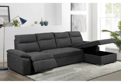 Salon d'Angle Convertible avec Relax Électrique Gris