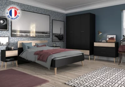 Lit 140x190cm (Chambre à Coucher Aalborg Black)