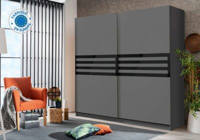 Armoire 2 Portes Coulissantes Anthracite Galicia