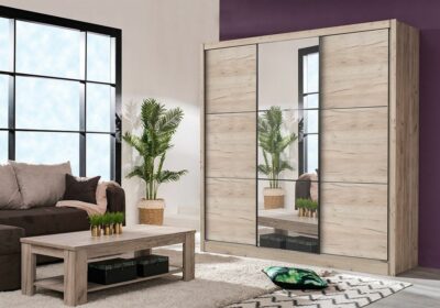 Armoire 3 Portes Coulissantes avec Miroir Navara Armoires, Commodes & Chevets Votre Magasin de Meuble et Électroménager à La Réunion ! 3 Armoire 3 Portes Coulissantes avec Miroir Navara