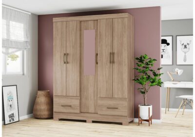 Armoire 5 Portes avec 2 Tiroirs et Miroir Armoires, Commodes & Chevets Votre Magasin de Meuble et Électroménager à La Réunion ! 2 Armoire 5 Portes avec 2 Tiroirs et Miroir