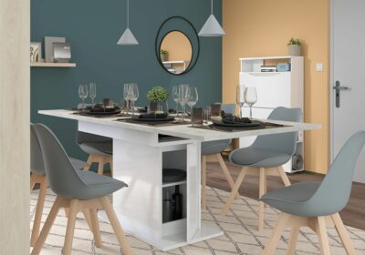 Table à Manger avec Allonge Blanc/Béton (Collection Be Live) Salles à Manger Votre Magasin de Meuble et Électroménager à La Réunion ! 3 acheter table à manger st paul 974 réunion