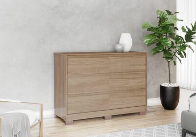 Armoire 2 Portes Coulissantes Réversibles Armoires, Commodes & Chevets Votre Magasin de Meuble et Électroménager à La Réunion ! 5 Commode 6 Tiroirs Jequitiba Noyer Clair