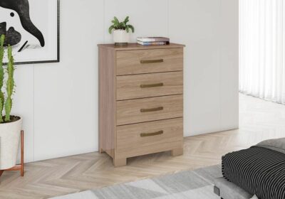 Commode 4 Tiroirs Jequitiba Noyer Clair