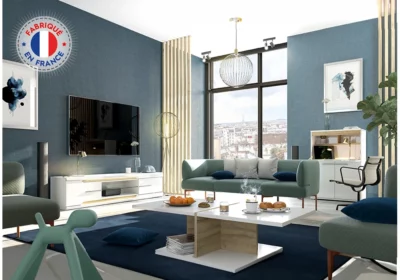 Meuble TV (Collection Dayana Blanc/Chêne Blond)