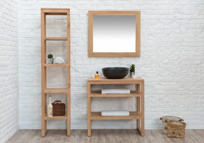 Meuble Bas de Salle de Bains Teck Ella 80cm (Vendu sans Vasque) Meubles Votre Magasin de Meuble et Électroménager à La Réunion ! 2 commander meuble bas savannah 974 réunion