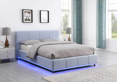 Lit en Tissus 160x200cm Gris Clair Sophie Chambres à Coucher Votre Magasin de Meuble et Électroménager à La Réunion ! 5 Lit Coffre LED 160x200cm Nova