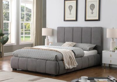 Lit en Tissus 160x200cm Gris Clair Sophie Chambres à Coucher Votre Magasin de Meuble et Électroménager à La Réunion ! 4 Lit en Tissus 140x190cm Gris Foncé Sophie