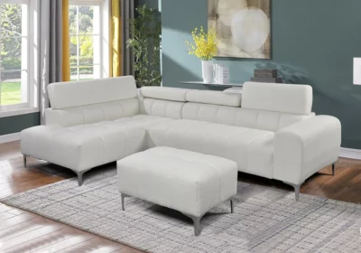 Salon d'Angle + Pouf Assorti Beige Lucca