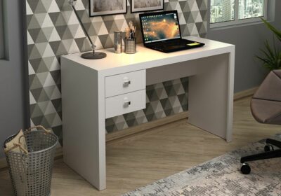 Bureau avec 2 tiroirs Blanc Me