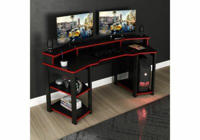 Bureau d'Angle Gamer avec Surmeuble