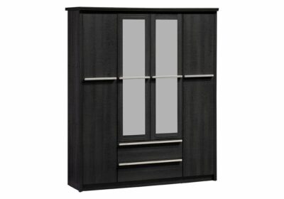 Armoire 4 Portes 2 Tiroirs avec Miroirs (Collection Fray)