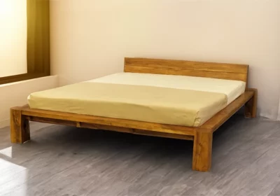 Lit 140x190cm en Bois d'Acacia (Collection Samouraï)