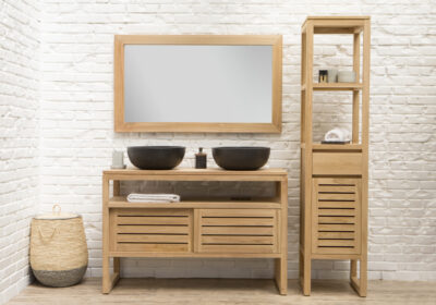 Meuble Bas de Salle de Bains Teck Slat 120cm (Vendu sans Vasque) Meubles Votre Magasin de Meuble et Électroménager à La Réunion ! 3 commander meuble bas st pierre 974 réunion