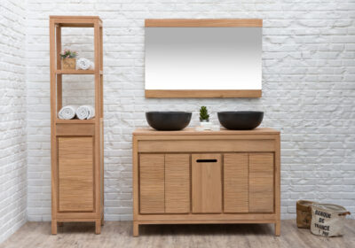 Meuble de Salle de Bains Teck Cruise 120cm DESTOCKAGE WEB Votre Magasin de Meuble et Électroménager à La Réunion ! 2 Meuble de Salle de Bains Teck Cruise 120cm