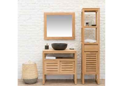 Meuble Bas de Salle de Bains Teck Slat 80cm (Vendu sans Vasque) Meubles Votre Magasin de Meuble et Électroménager à La Réunion ! 2 acheter meuble bas ste suzanne 974 réunion