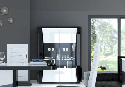 Vitrine 2 Portes Noir et Blanc Tiago