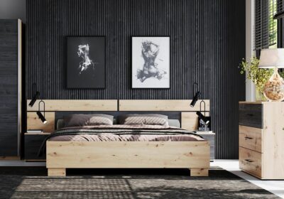 Lit 160x200cm avec 2 Chevets (Collection Zyta)