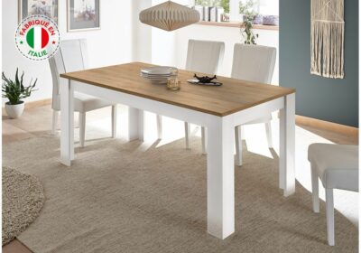 Table à Manger 4 Pieds (Collection Zaria Blanc/Chêne)