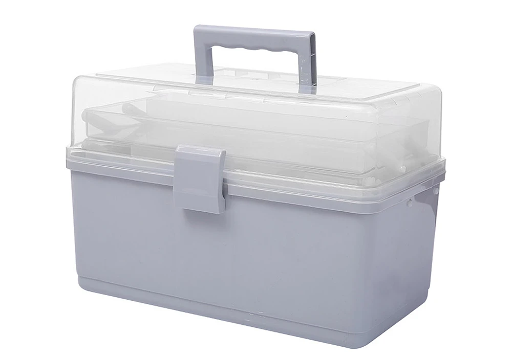 Lot De 4 Boîtes De Rangement RMAN 15L - Caisses Plastiques Empilables Avec Couvercle Et Poignées - Blanc Crème