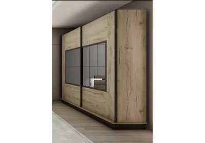 Armoire 2 Portes Coullisantes avec Miroir (Collection Merli)