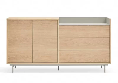 Buffet Bas 2 Portes 3 Tiroirs Valley Chêne DESTOCKAGE WEB Votre Magasin de Meuble et Électroménager à La Réunion !