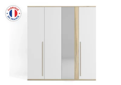 Armoire 4 Portes avec Miroir (Collection Mia)