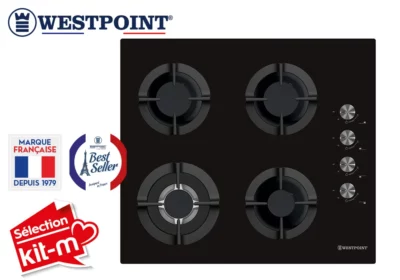 Plaque de Cuisson 4 Feux Gaz Vitrée Westpoint (WGUM-64020.BGIC)