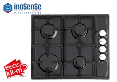 Plaque de Cuisson 4 Feux Gaz Noir InoSense Cuisson Votre Magasin de Meuble et Électroménager à La Réunion ! 2 Plaque de Cuisson 4 Feux Gaz Noir InoSense