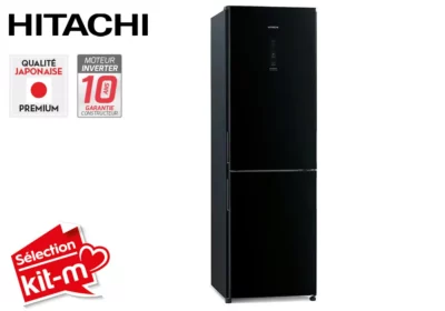 Réfrigérateur Combiné 2 Portes 330L Verre Noir Hitachi (R-BGX411PRU0-1 GBK)
