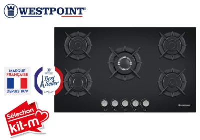 Plaque de Cuisson Vitrée 5 Feux Gaz 90cm Westpoint (WGUK-95023.NGC)