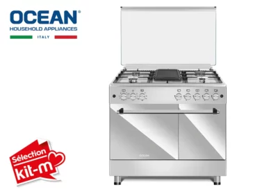 Hotte Murale Inclinée 90cm Ocean (ODCHR95GGT ) Cuisson Votre Magasin de Meuble et Électroménager à La Réunion ! 5 Cuisinière Piano 5 Feux Gaz Butanette + Four Électrique Ocean (OCMR9550-13I)