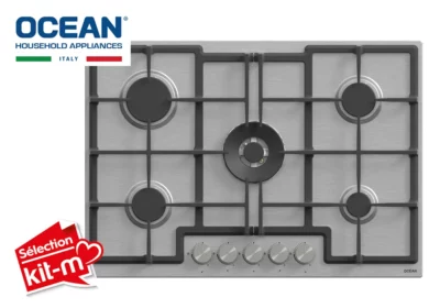 Plaque de Cuisson 5 Feux Gaz Inox 75cm Ocean (OHGR75IPRO)