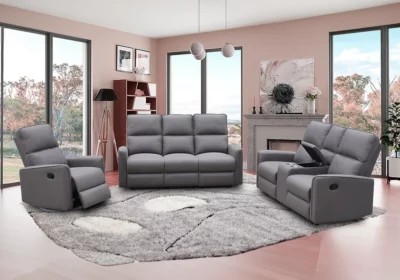 Salon Canapé 3 Places + Canapé 2 Places avec Console et 4 Relax Manuel Lili