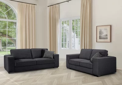 Salon Canapé 3 Places + 2 Places Noir Bohème