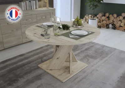 Table à Manger Ronde avec 1 Allonge (Collection Forest)