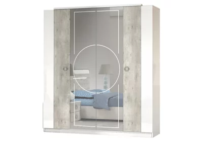 Armoire 4 Portes avec Miroir (Collection Chantal)
