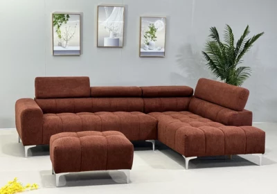 Salon d'Angle avec Pouf Assorti Terracotta Unison